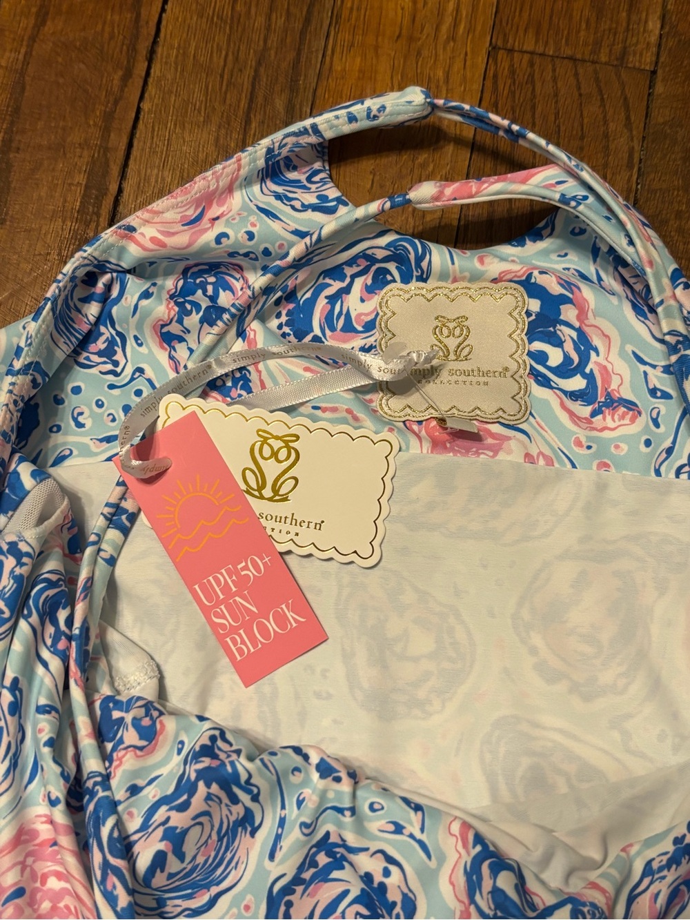 Women’s Simply Southern Blue & Pink Swirl Print Spaghetti-Strap Athletic Dress - Picture 7 of 7